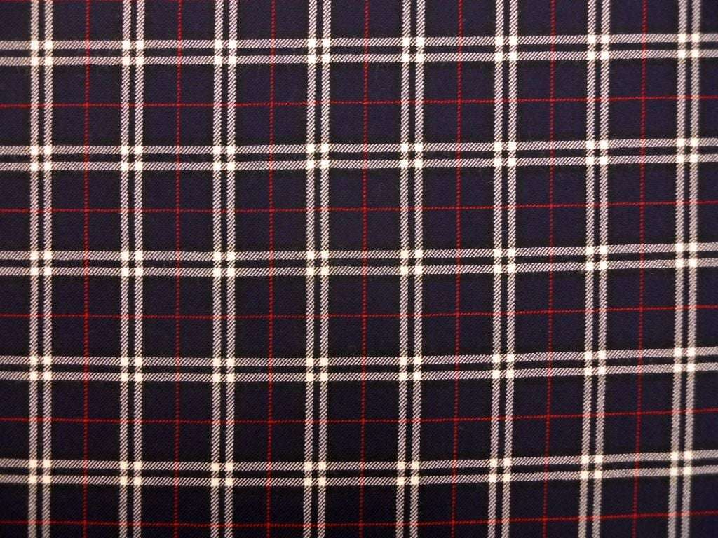Italian Virgin Wool Plaid In Navy White Red