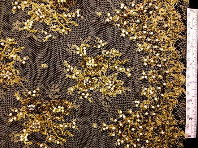 Beaded Metallic Chantilly Lace0