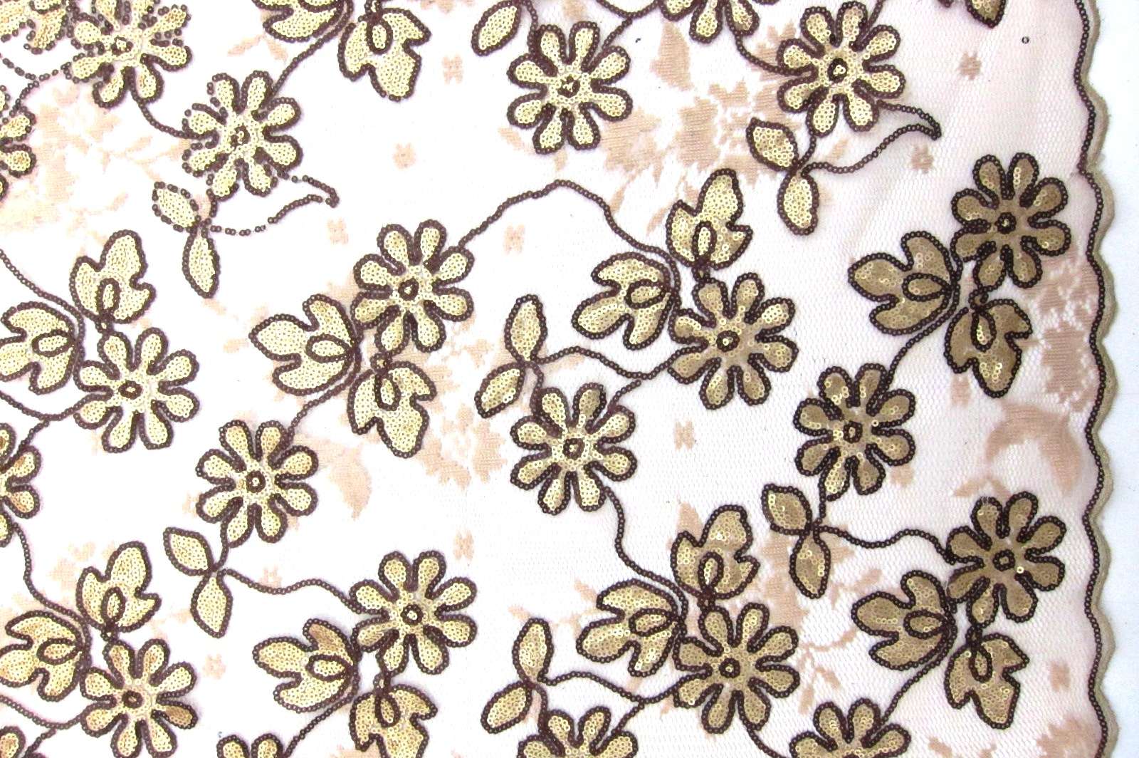 Sequins on Embroidered Tulle0