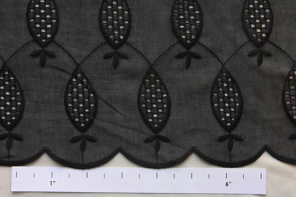 Cotton Voile Eyelet in Black0