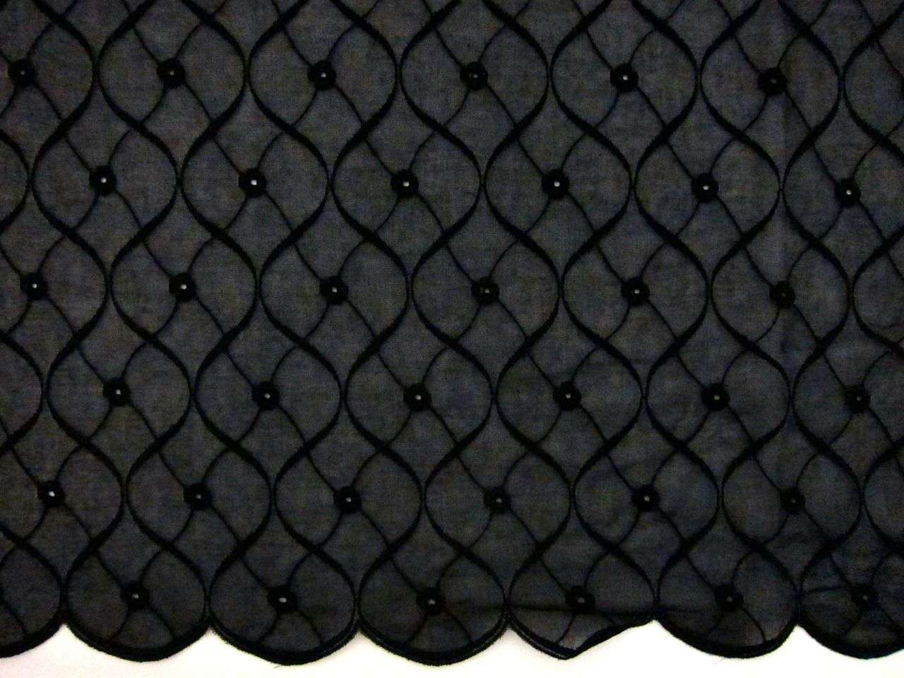 Embroidered Cotton Voile Eyelet in Black0
