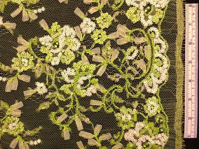 Beaded Metallic Chantilly Lace0