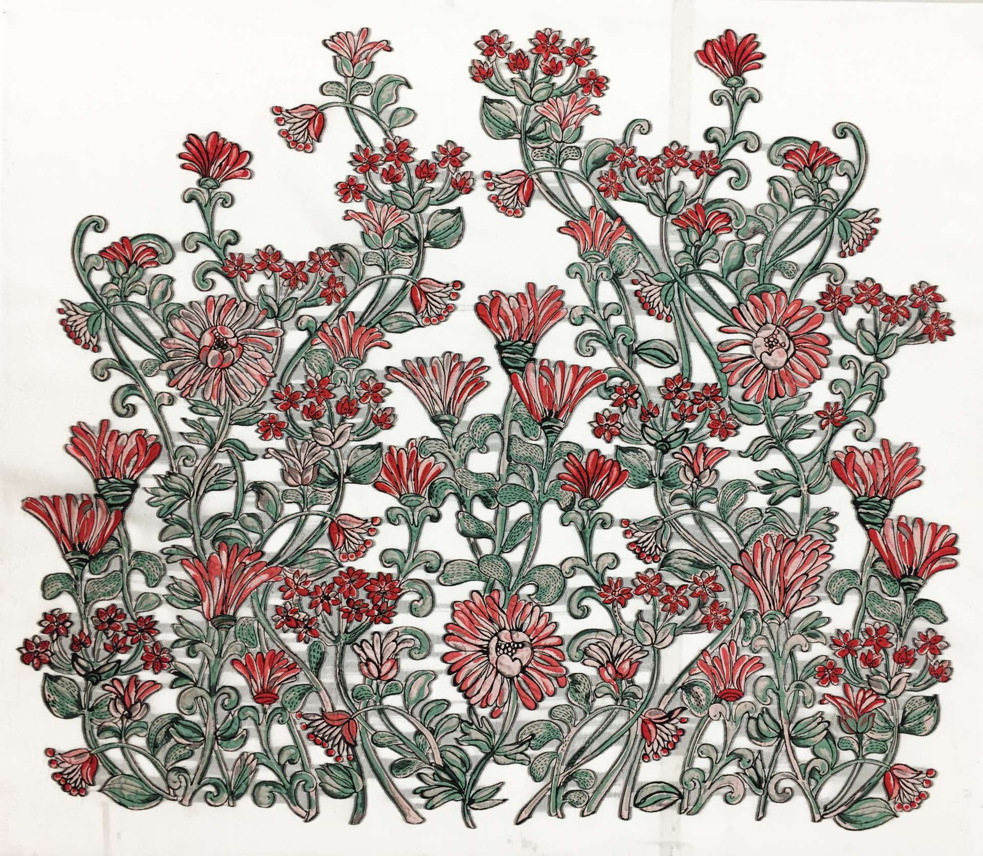 Fil Coupé Panel wtih Large Flowers0