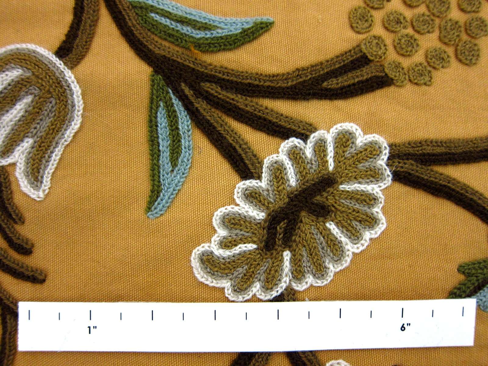 Floral Crewel Embroidery on Cotton Canvas1
