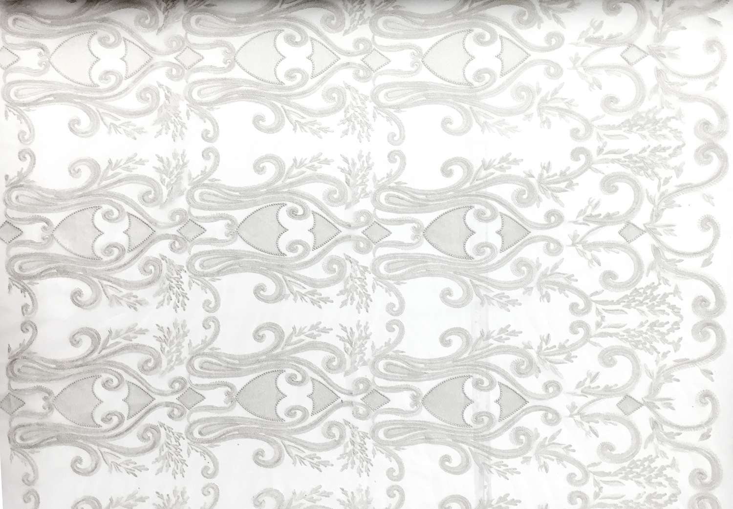 Silver Metallic Embroidered Tulle0