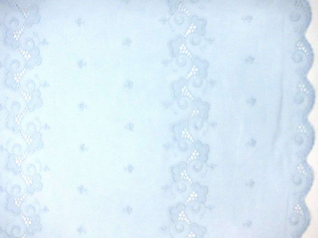 Embroidered Cotton Voile Eyelet in Sky Blue0