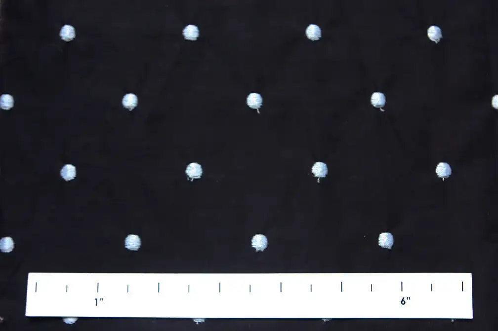 Cotton Embroidered Dots Baby Blue on Black1
