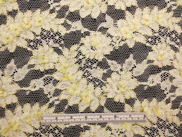 Double scallop ecru floral French Re-embroidered Lace