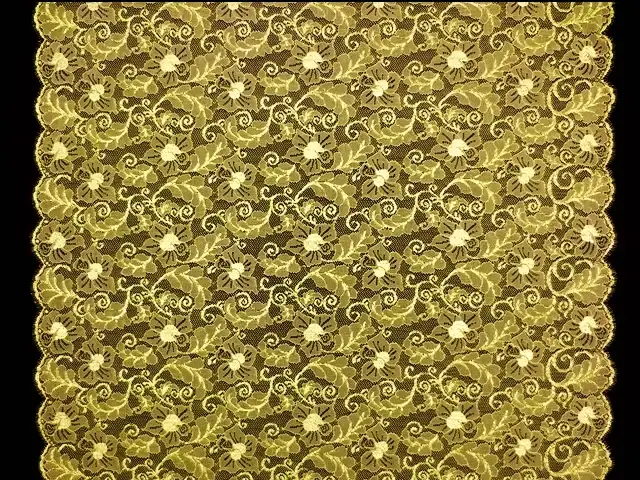 Double scallop floral chartreuse French Metallic Chantilly Lace