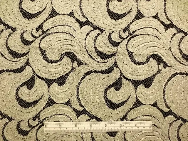 Silver and grey double scallop swirly French metallic Chantilly Lace