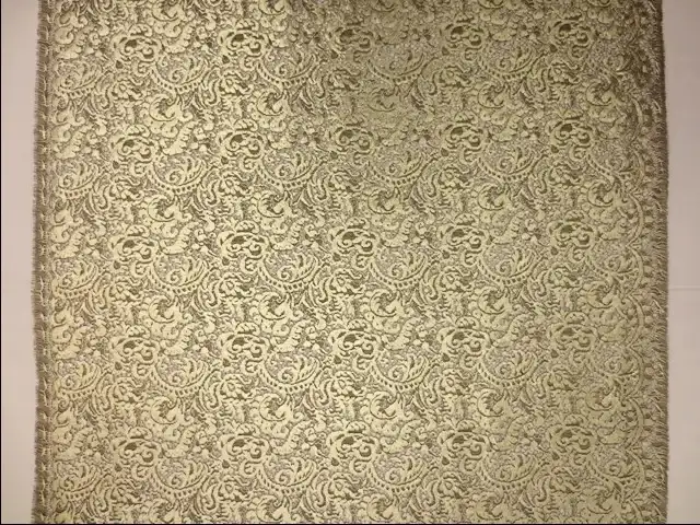 Double scallop paisley light gold metallic painted French Embroidered Lace