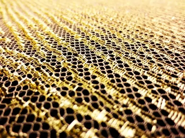Single scallop gold metallic French Chantilly Lace