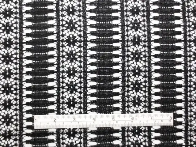 Double scallop black floral French Chantilly Lace