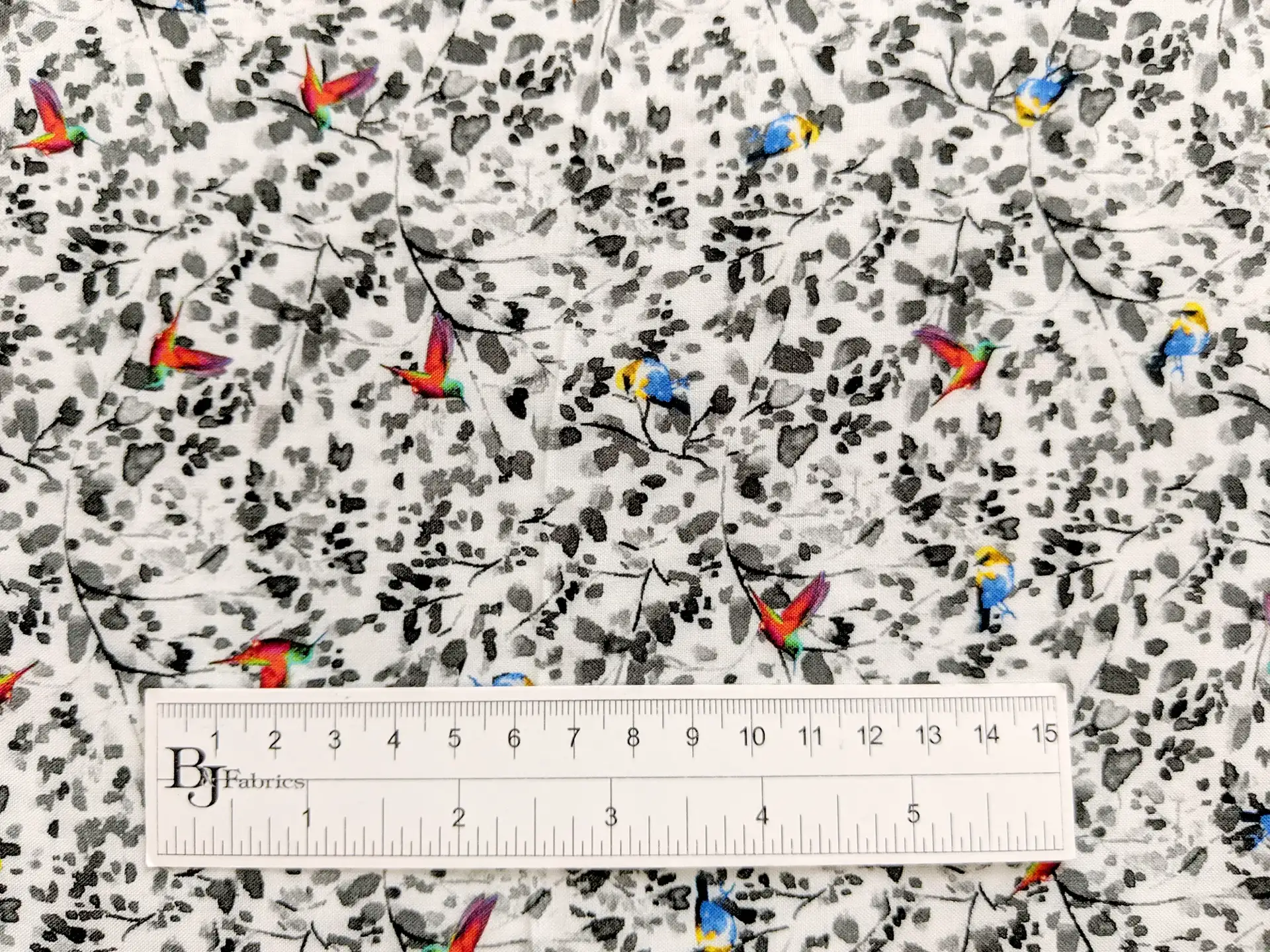 Viscose Print with Small Florals and Birds