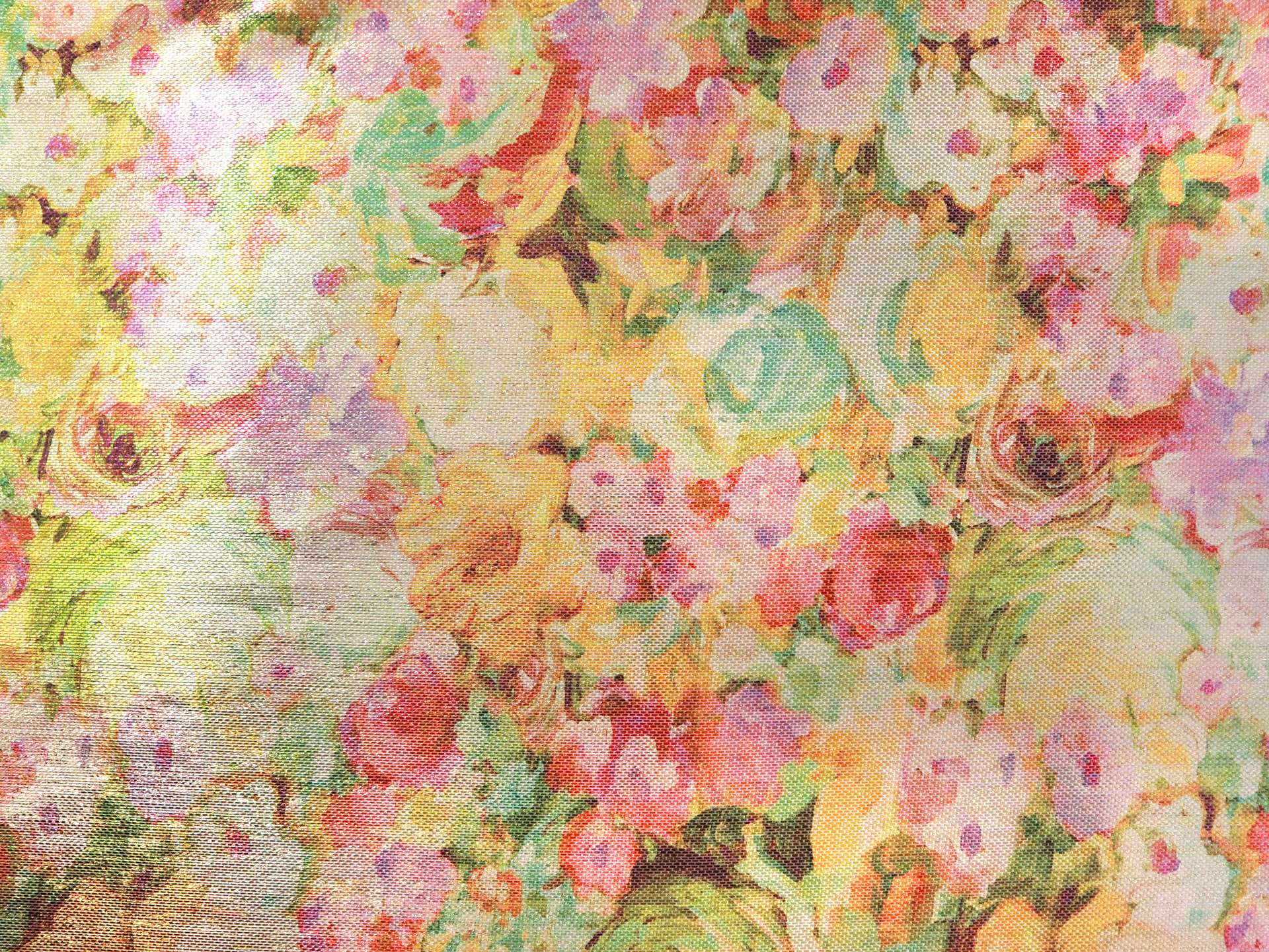 Metallic Raffia with Floral Print