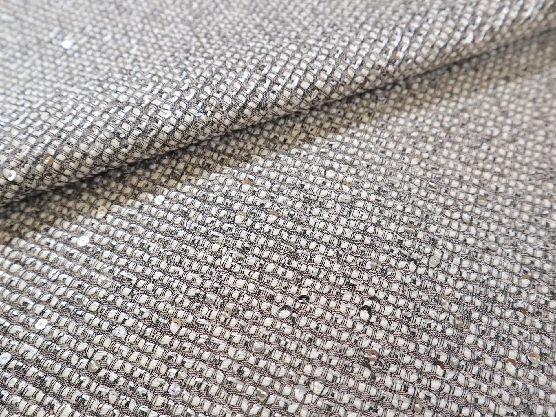 Swiss Sequined Tweed in Grey