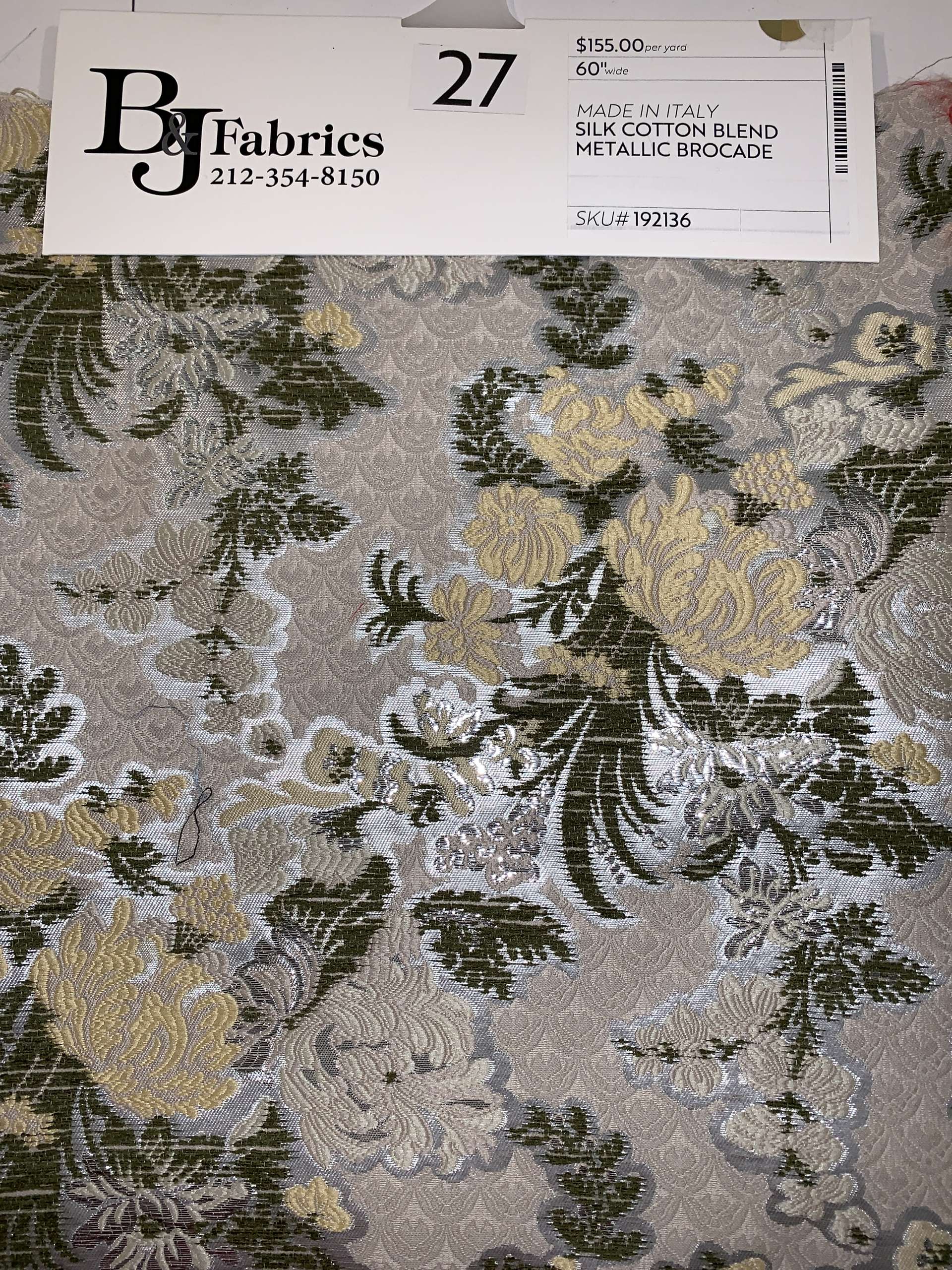 MADE IN ITALY SILK COTTON BLEND METALLIC BROCADE