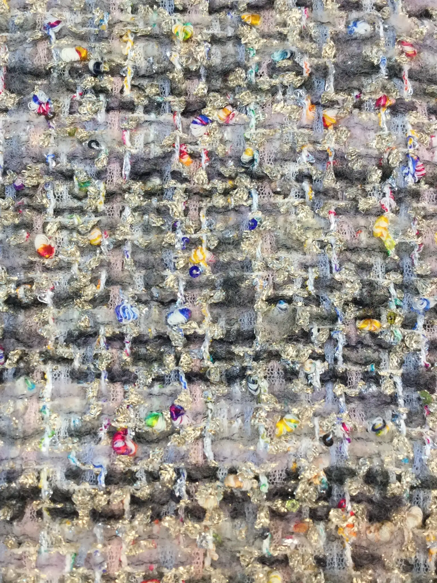 Italian Wool Mohair Metallic Couture Tweed in Lavender Grey Multi