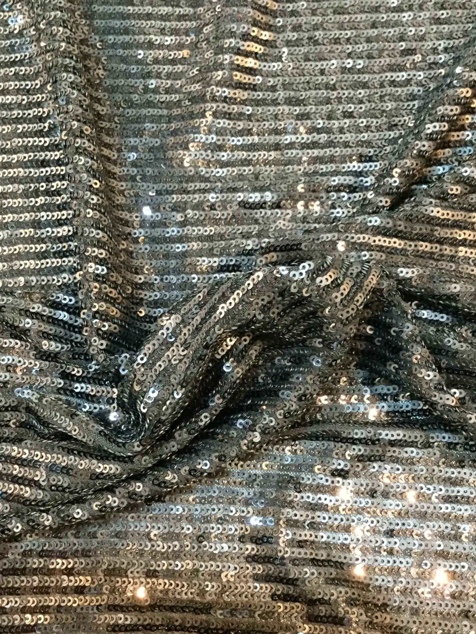 Matte and Shiny Mini Sequins on Stretch Tulle in Black