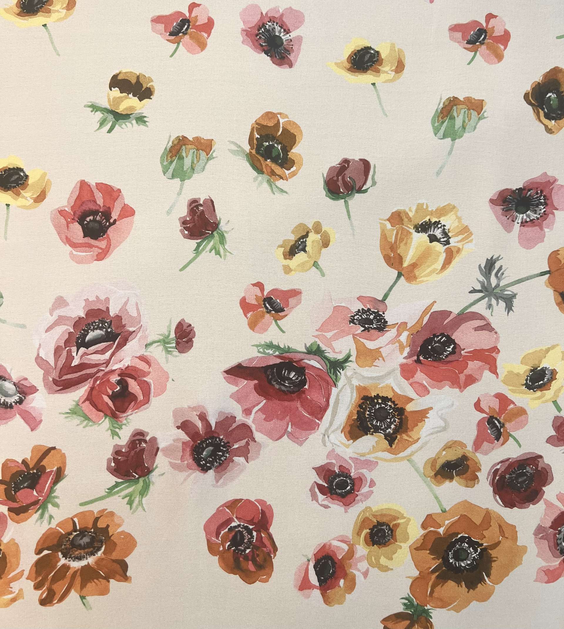 Printed Silk Satin Chiffon with Floral Degradé