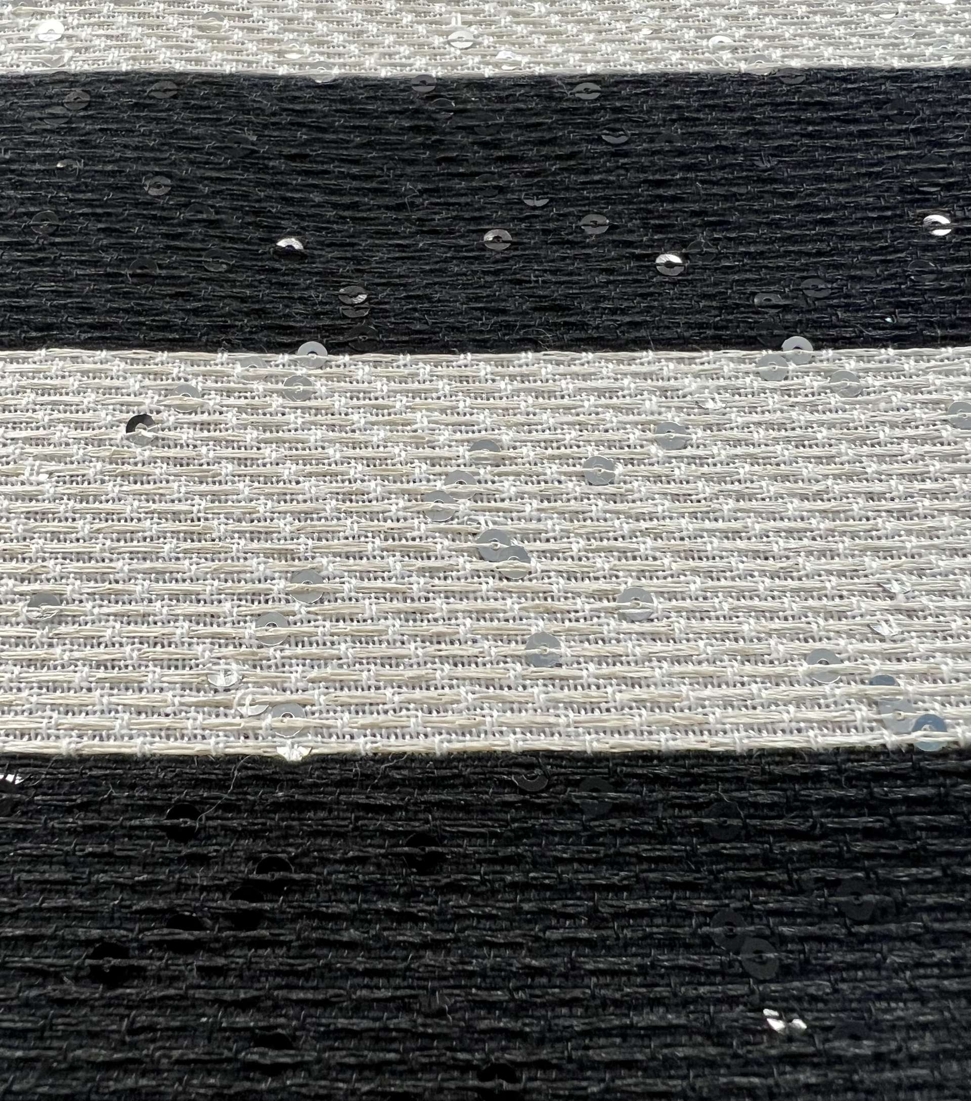 French Cotton & Nylon Sequin Raffia Stripe