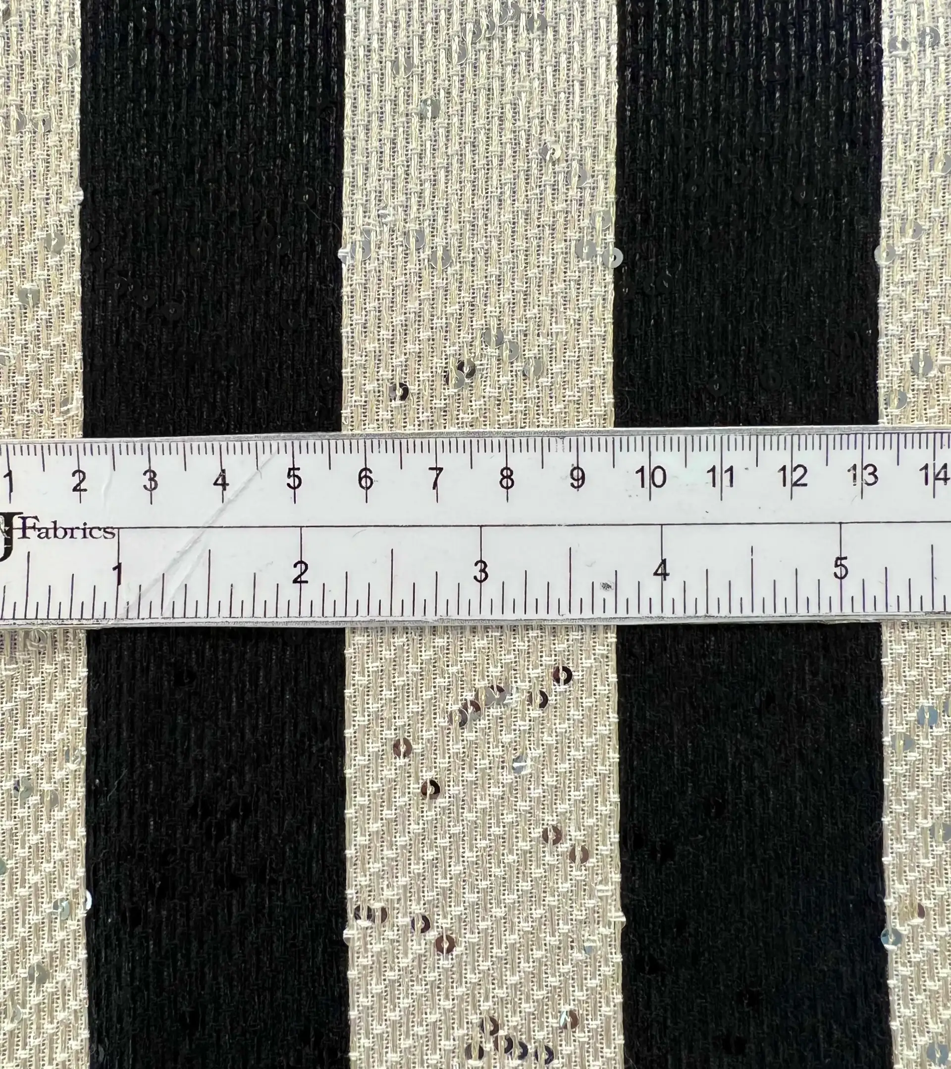 French Cotton & Nylon Sequin Raffia Stripe