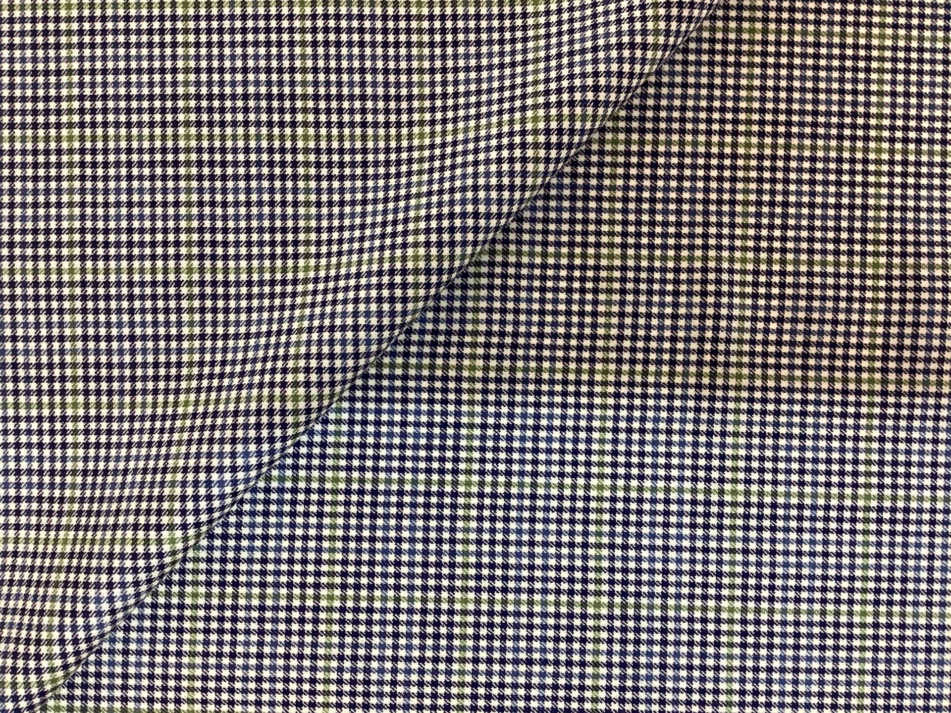 Made In Italy Wool Super 130's Check In Navy, White & Green