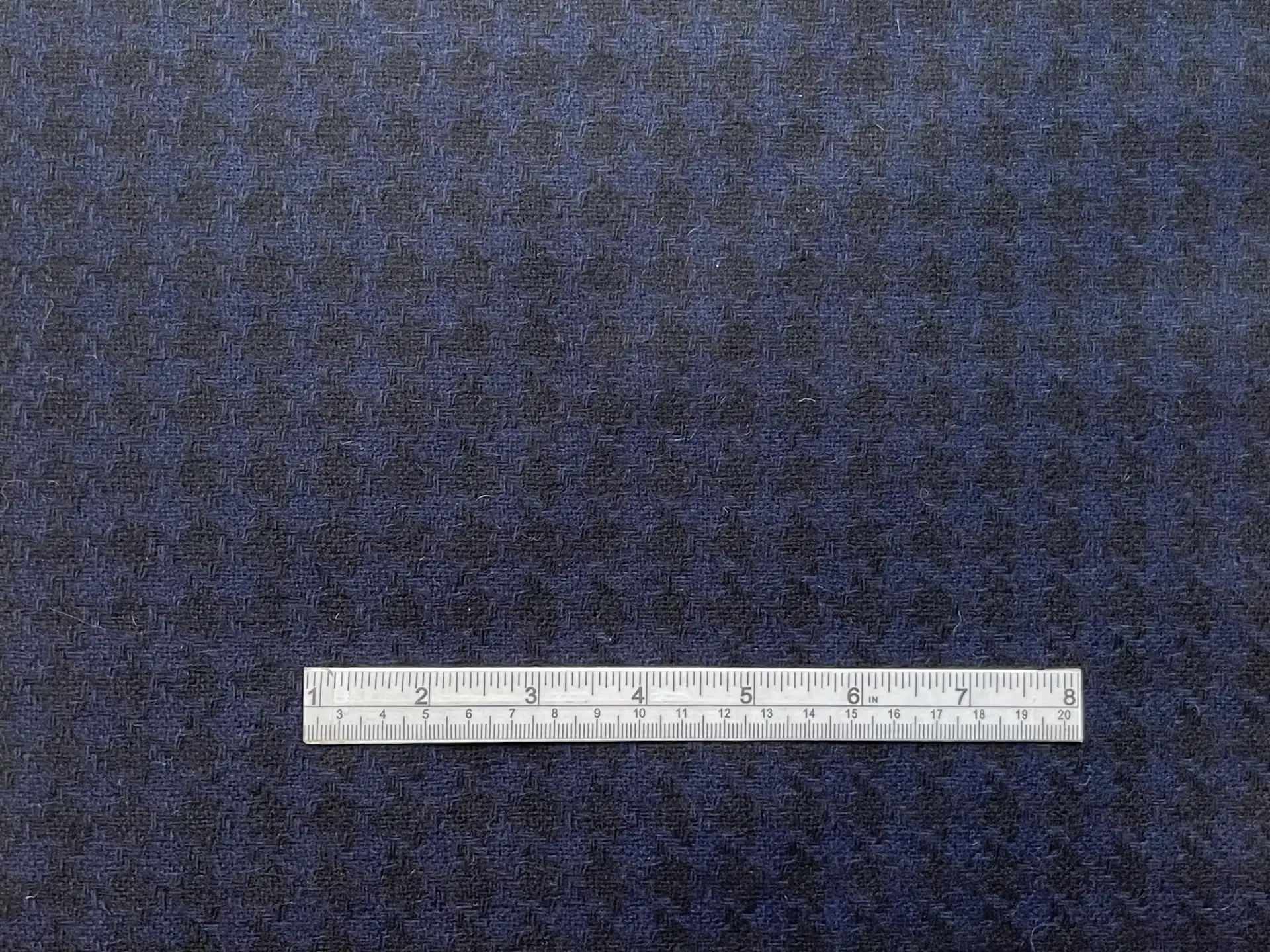 Made in England 100% Wool Tweed Houndstooth in Midnight Blue and Black