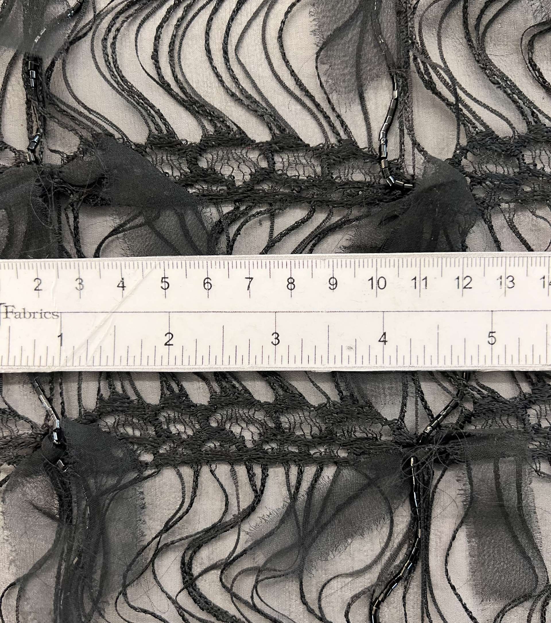 Pure Silk Chiffon Base & Bugle Beads with Lace and Silk Chiffon Knots