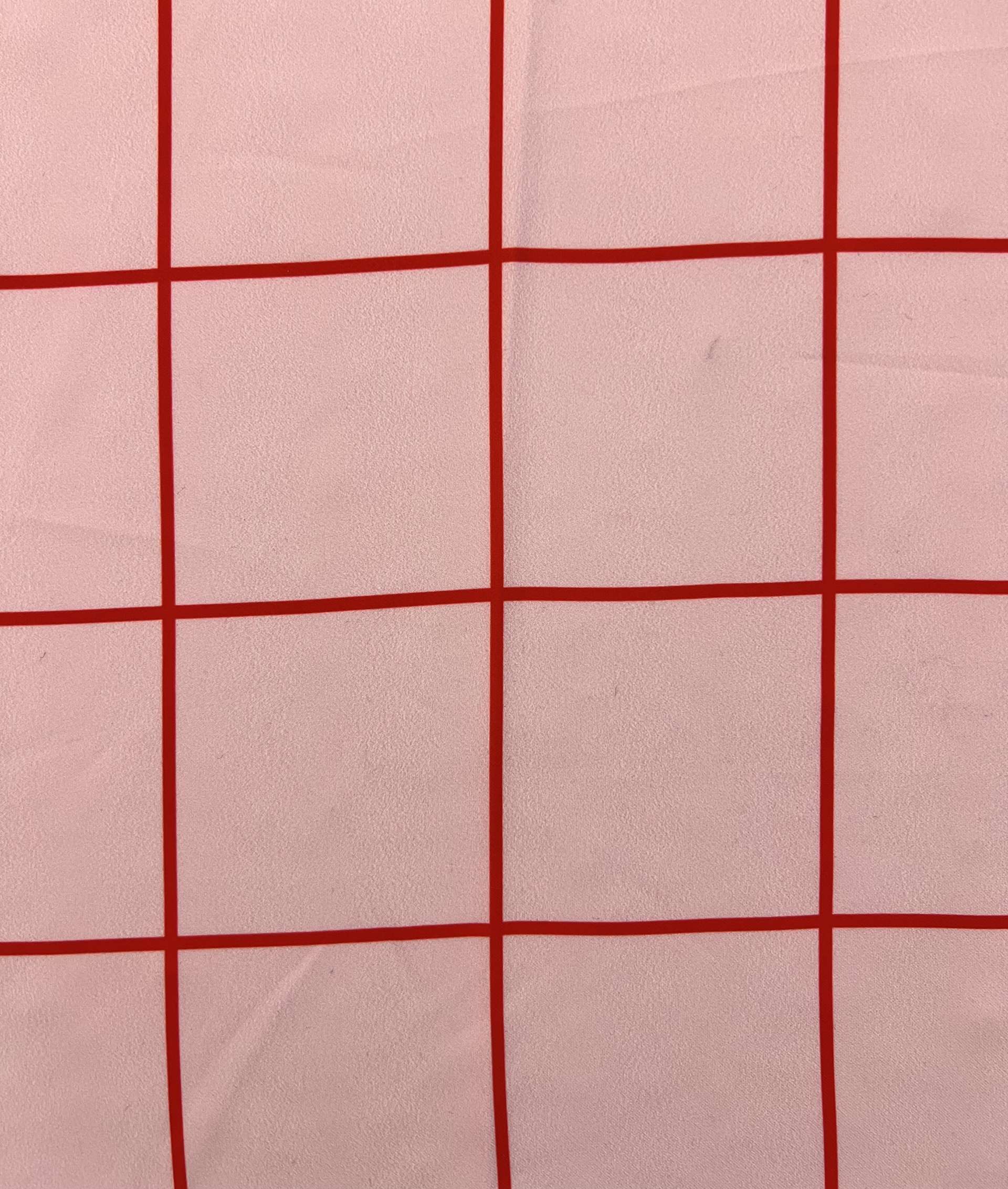 Printed Polyester Crepe de Chine in Red & Pink Windowpane 