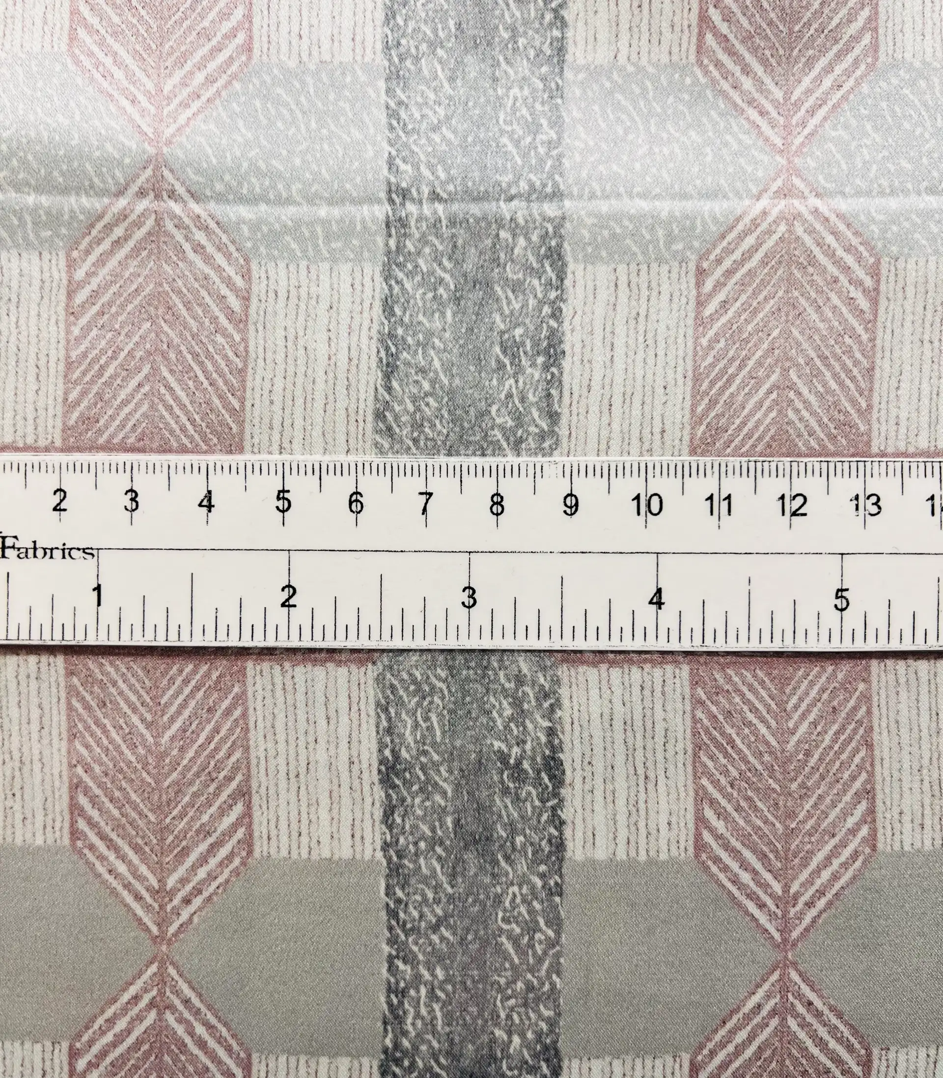 Italian Geometric Printed Pure Silk Charmeuse in Grey/Pink and White