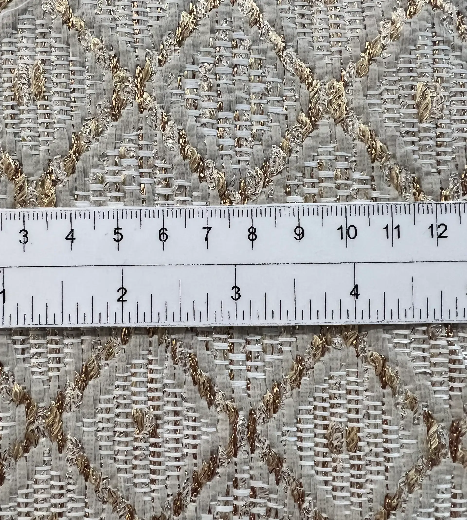 Metallic Raffia Woven Diamond Gold & Ash White