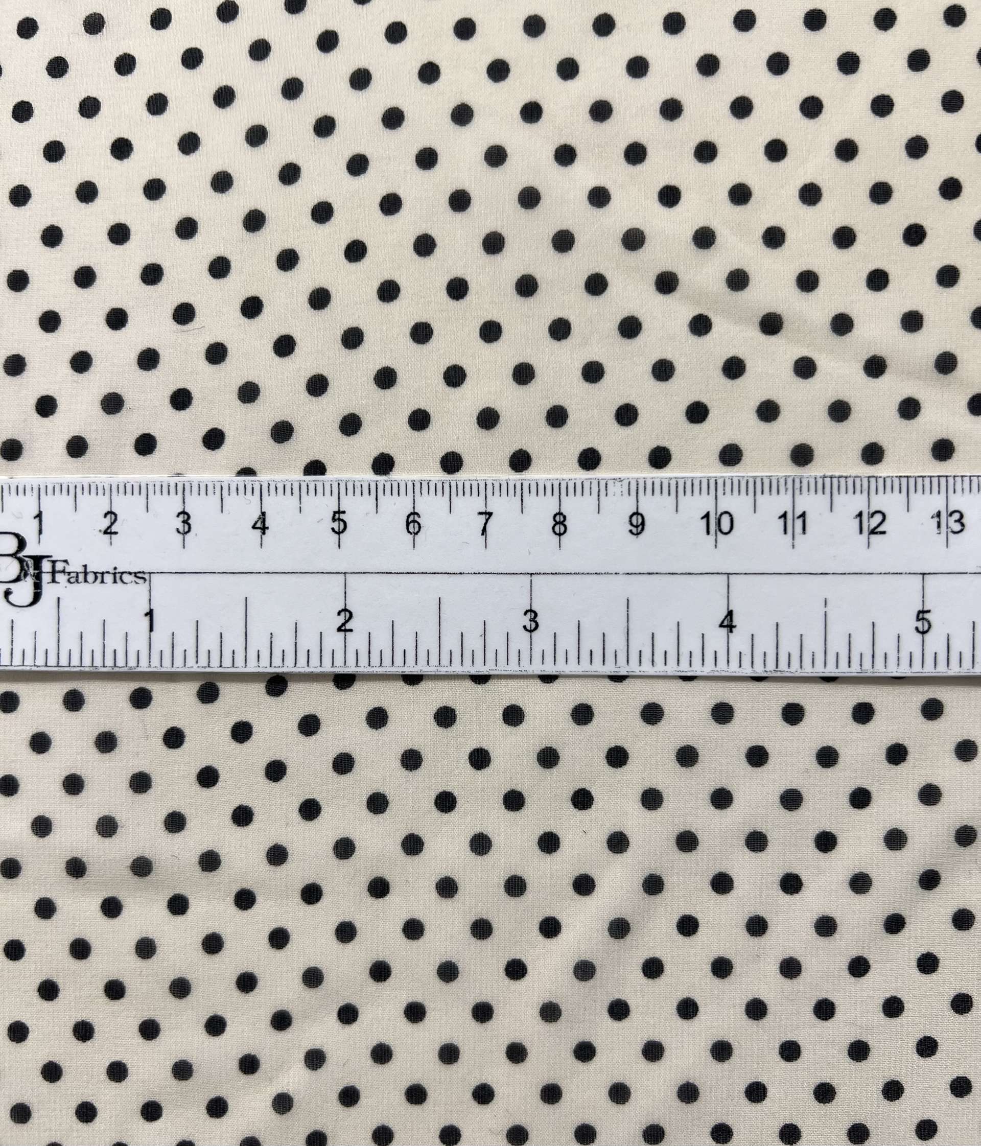 Printed Silk Chiffon Cream  and Black Dots