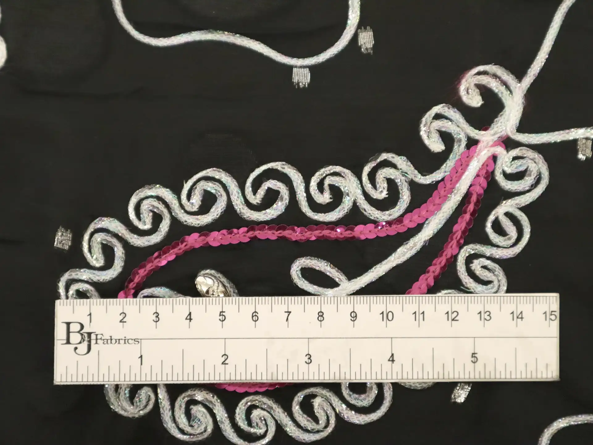 Embroidered Burn Out Silk Chiffon Panel with Beads and Sequins