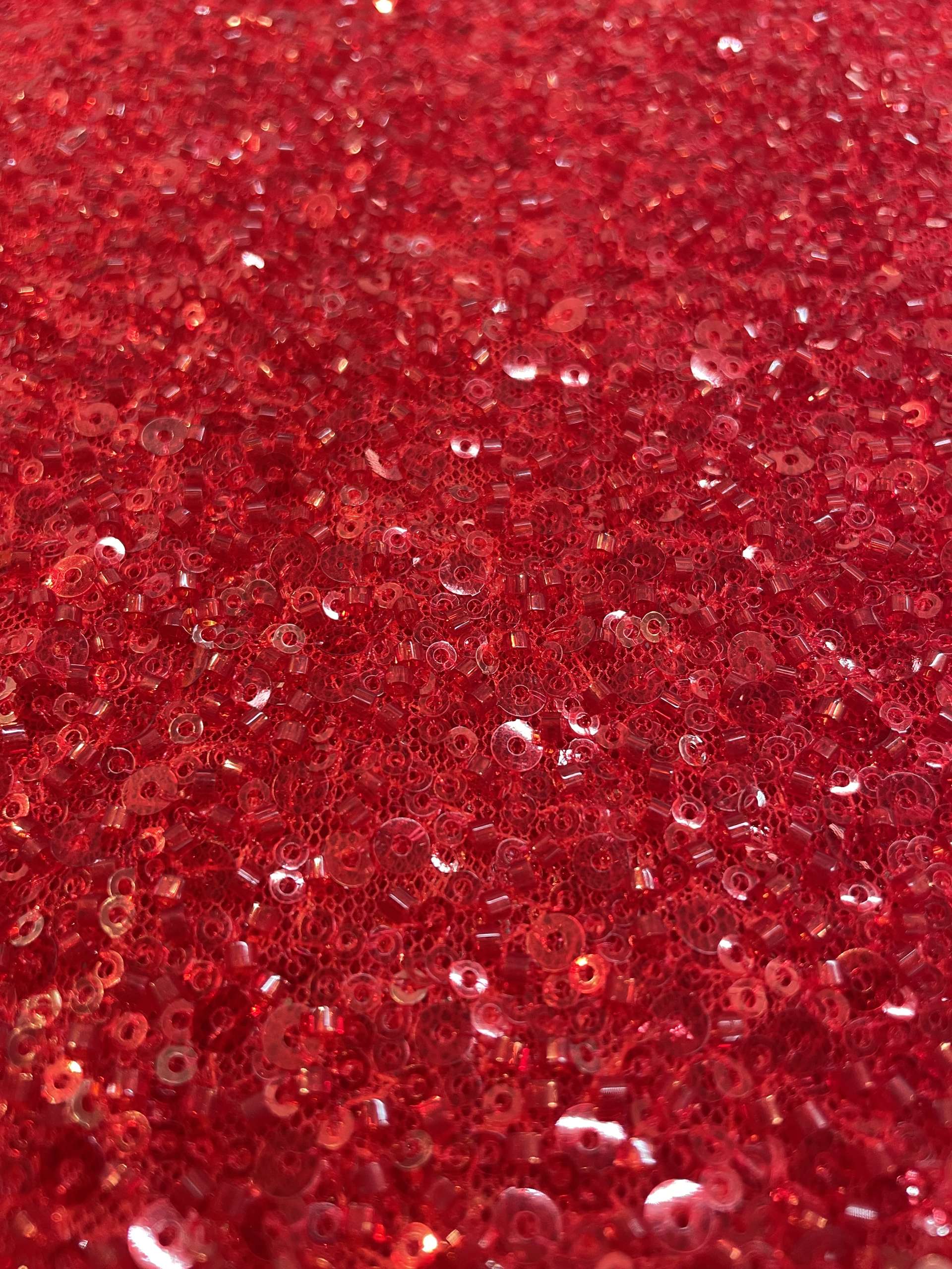 Beaded/Sequined Tulle in Red