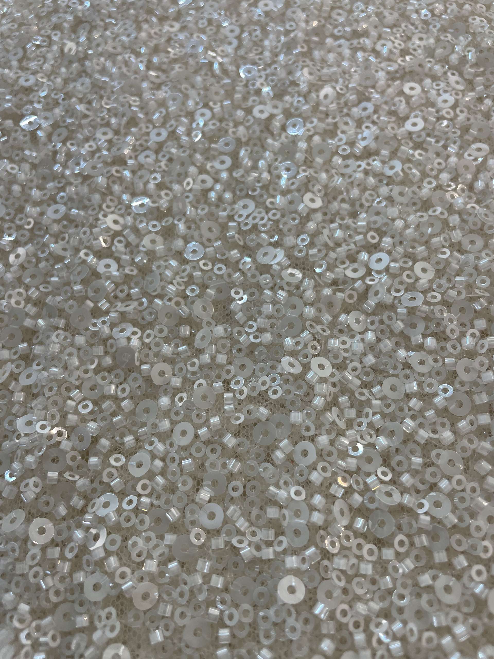 Beaded/Sequined Tulle in Nude /Ivory