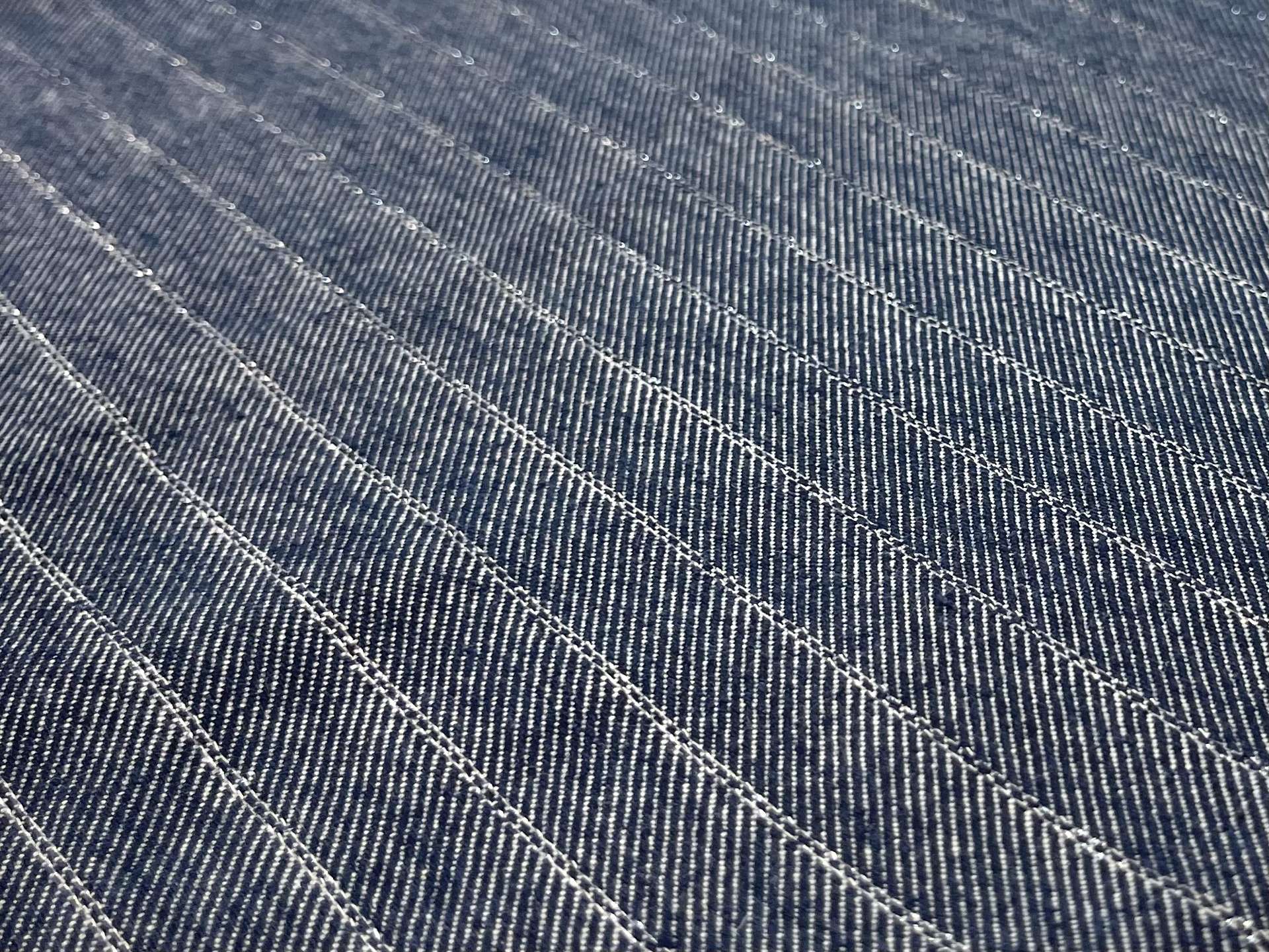 Wool and Rayon Blue Denim with Silver Metallic Stripes