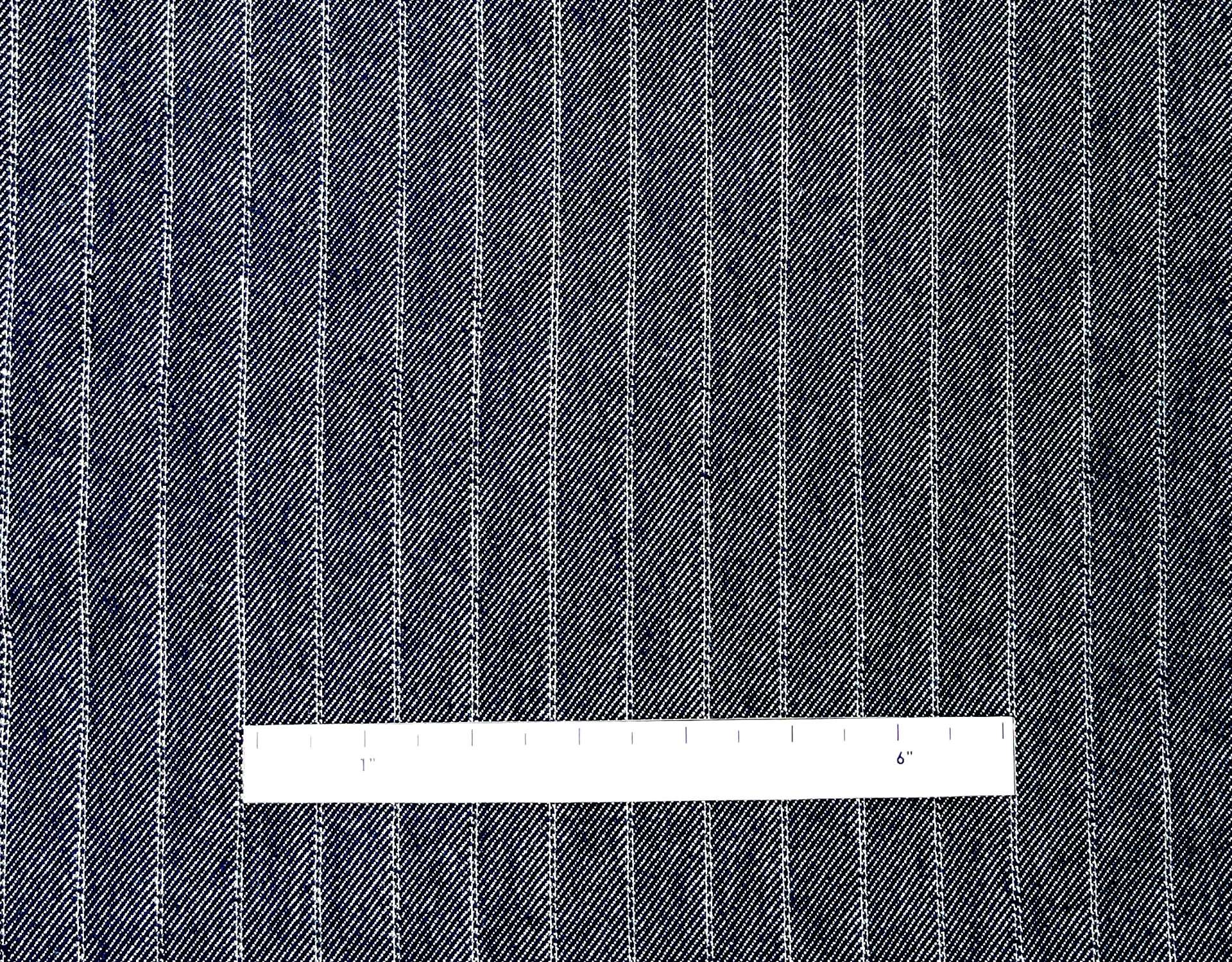 Wool and Rayon Blue Denim with Silver Metallic Stripes