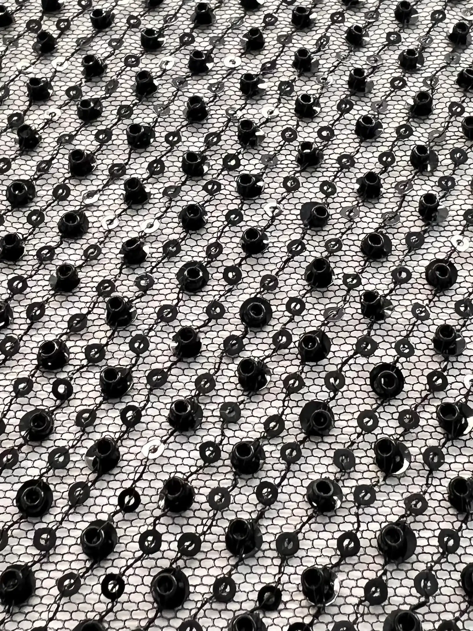 Sequin/Crystal Twill on Tulle Black/Black