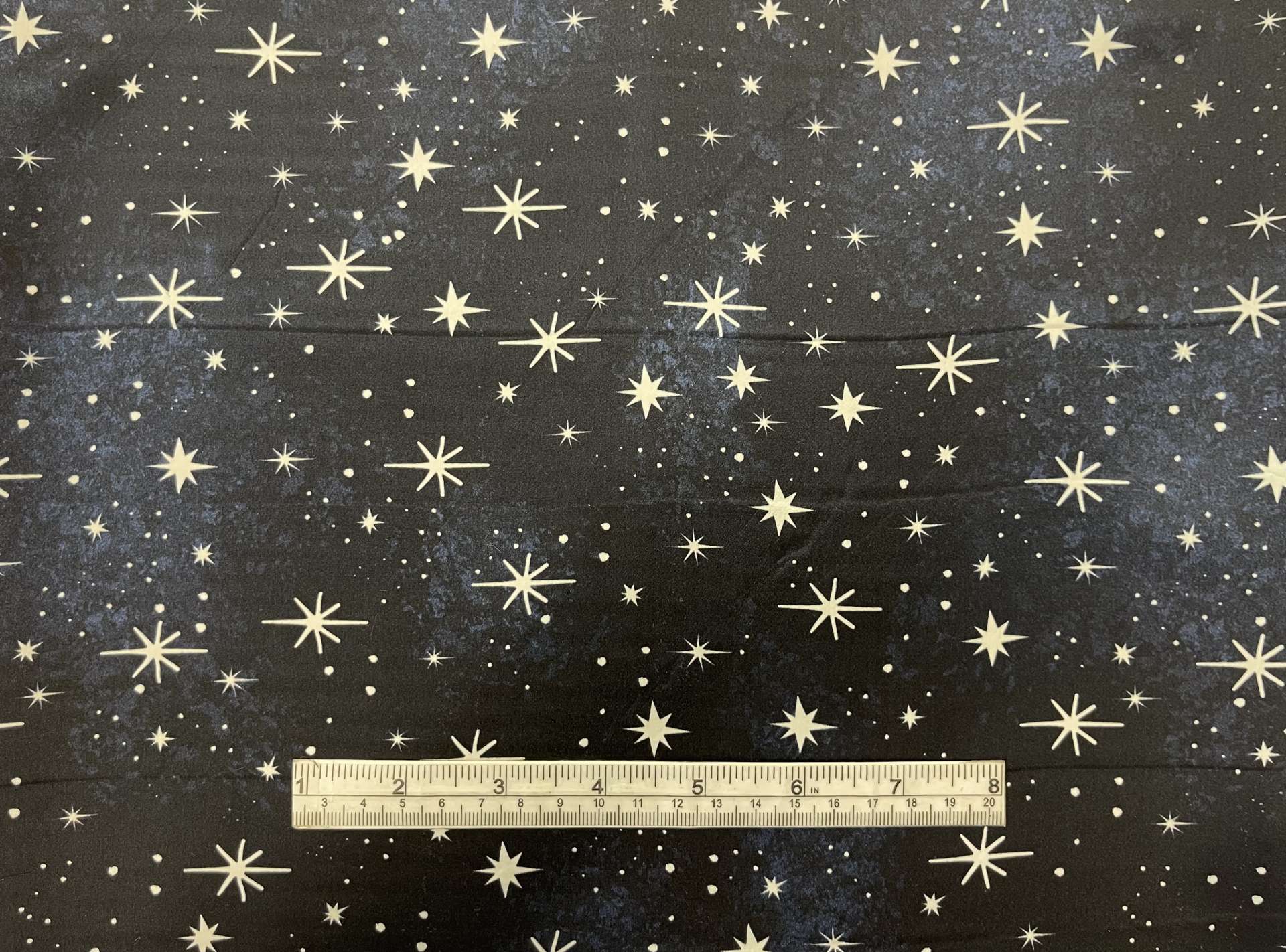 100% Silk Charmeuse Celestial Pattern In Navy & White