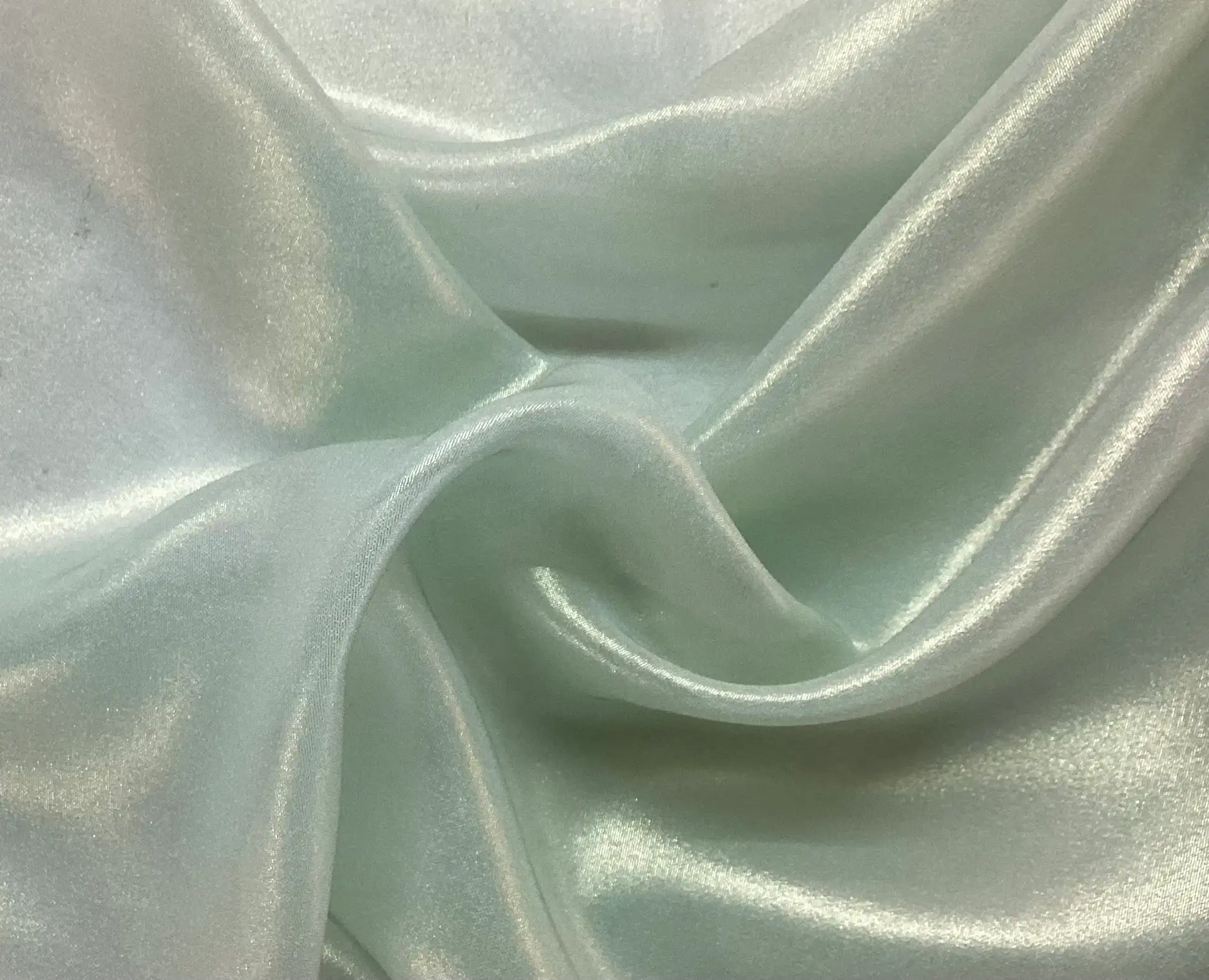 Microfiber Gold Metallic Chiffon in Light Green Coated Metallic Gold
