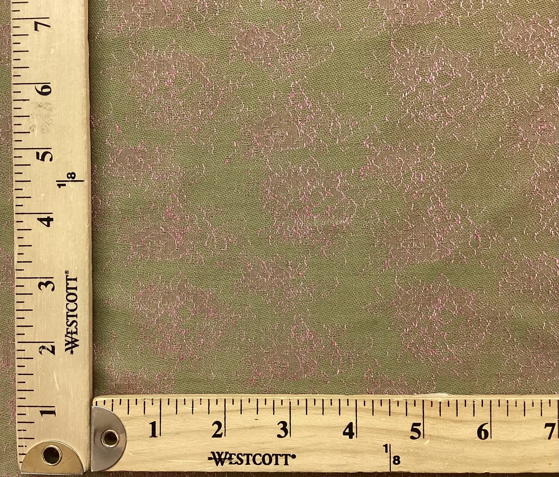 Made in Austria 100% Linen Iridescent Woven Floral Jacquard In Pink on Sage