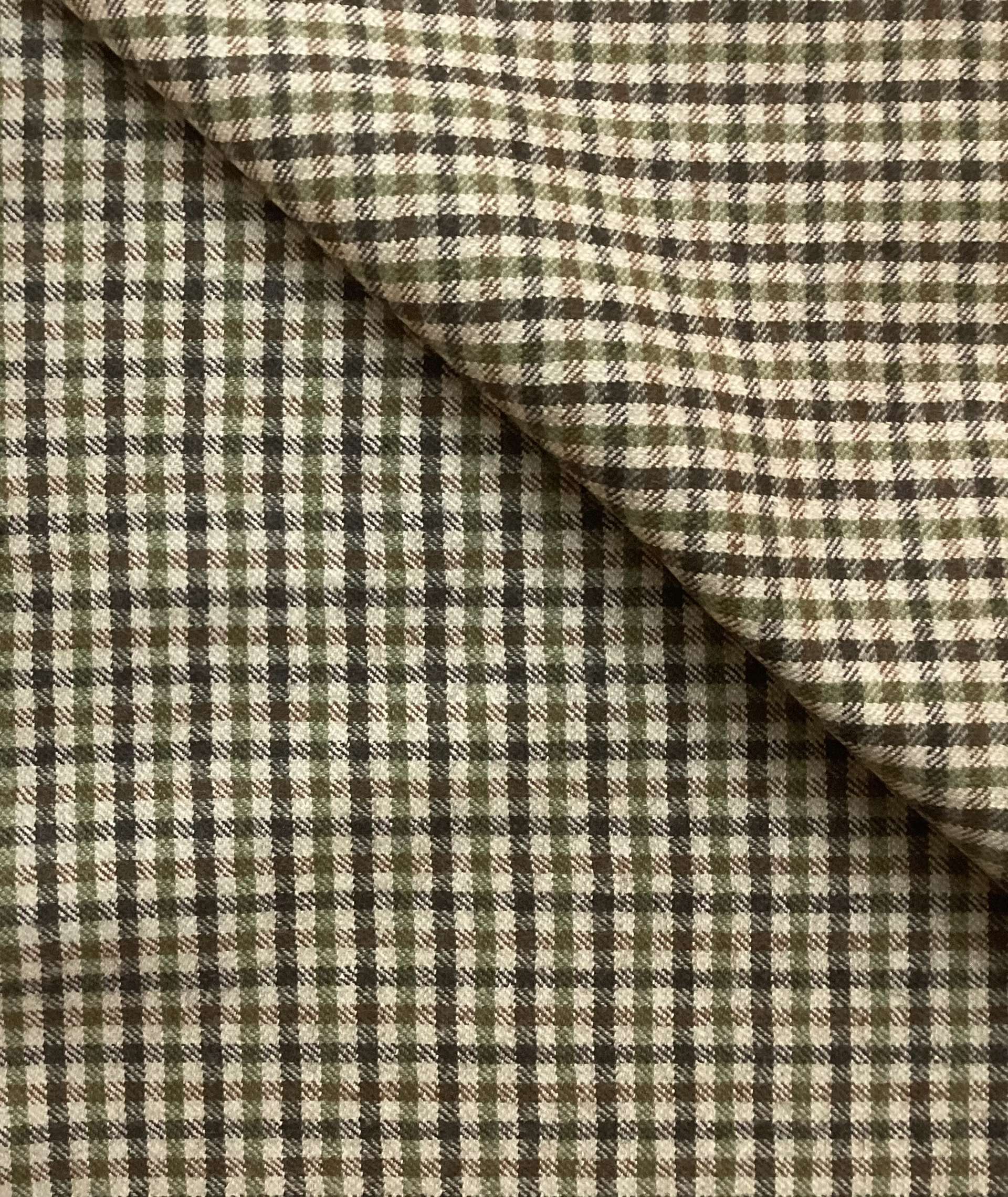 Made in Italy Cotton/Wool/Nylon/Lycra Check In Khaki With Autumn Colours Check