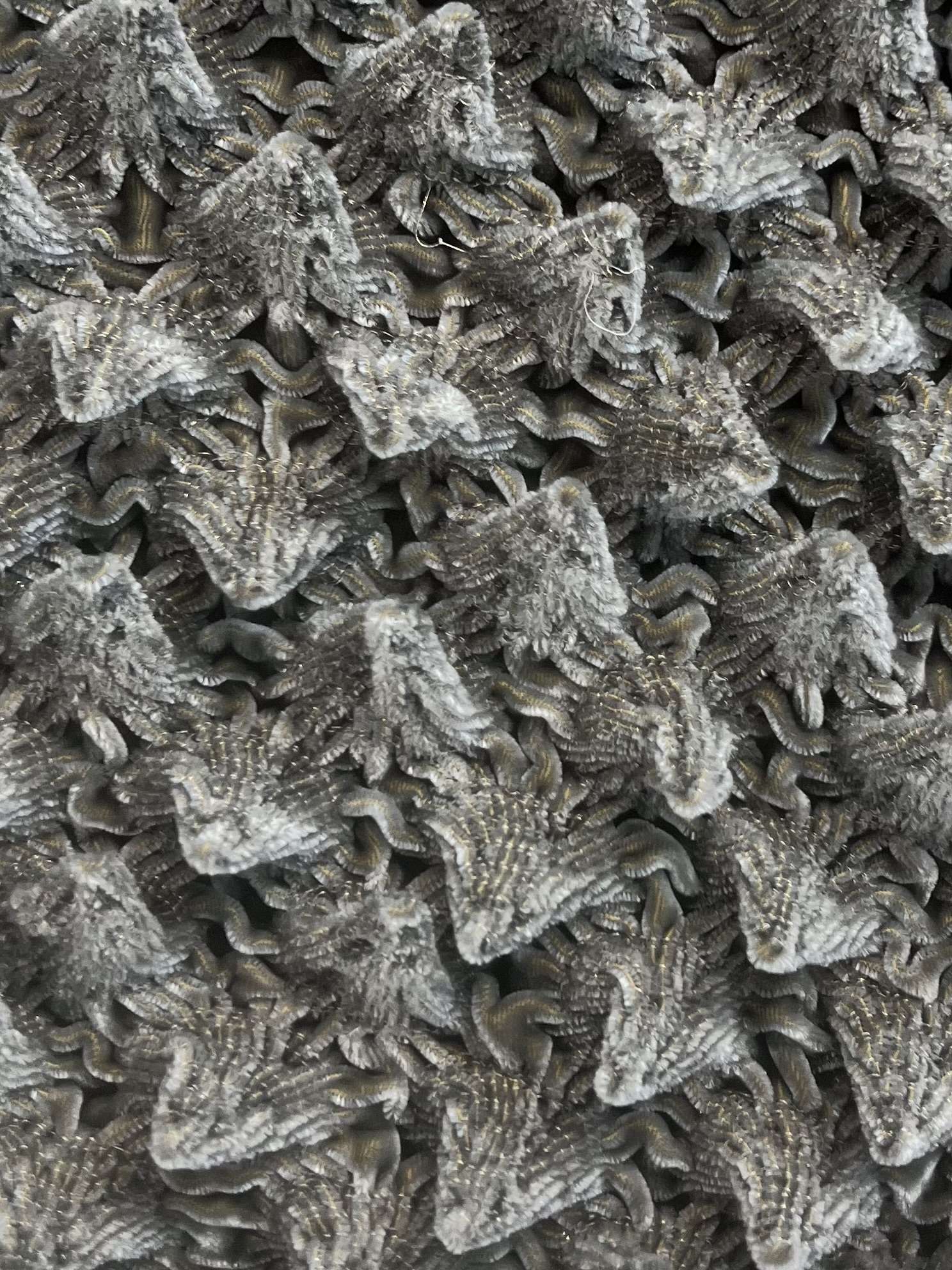 French Novelty Dimensional Cone Shaped Iridescent Velvet in Grey