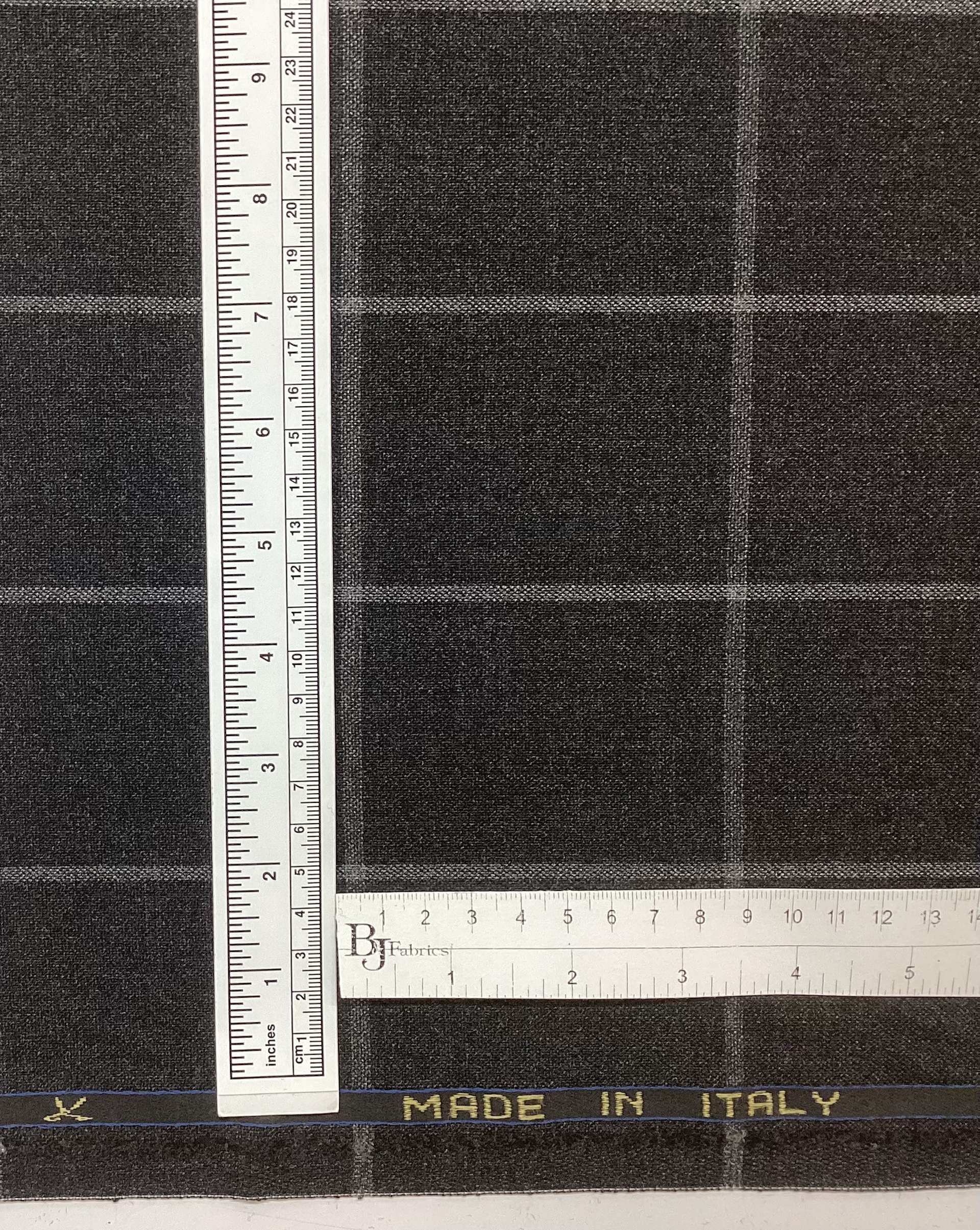 Italian Vitale Barberis Wool Windowpane in Charcoal