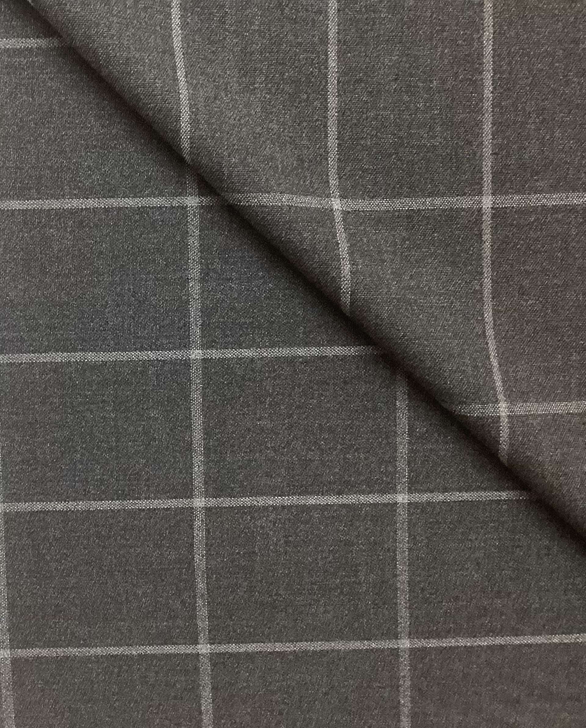 Italian Vitale Barberis Wool Windowpane in Charcoal
