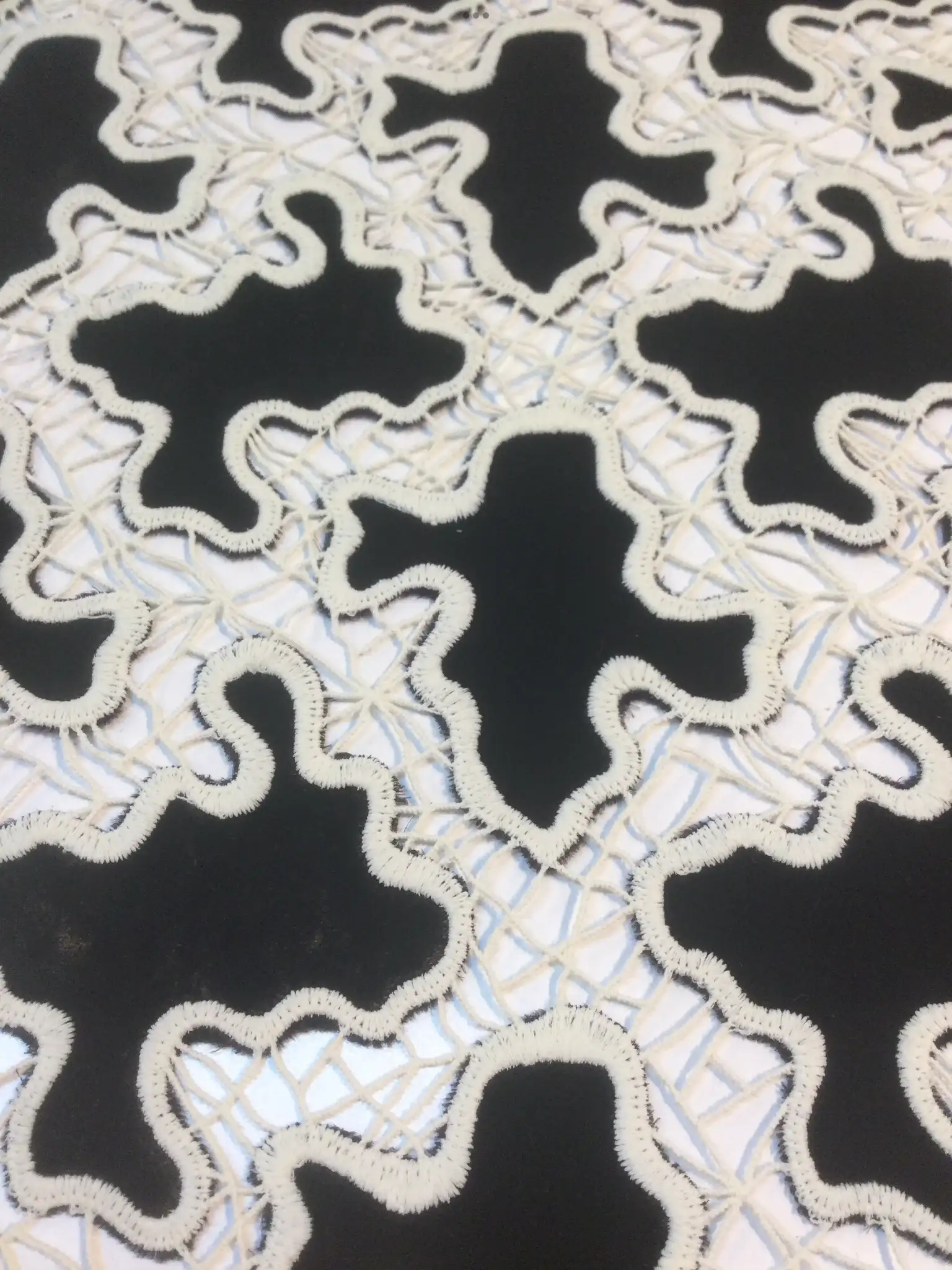 Embroidered Velvet on Macrame'