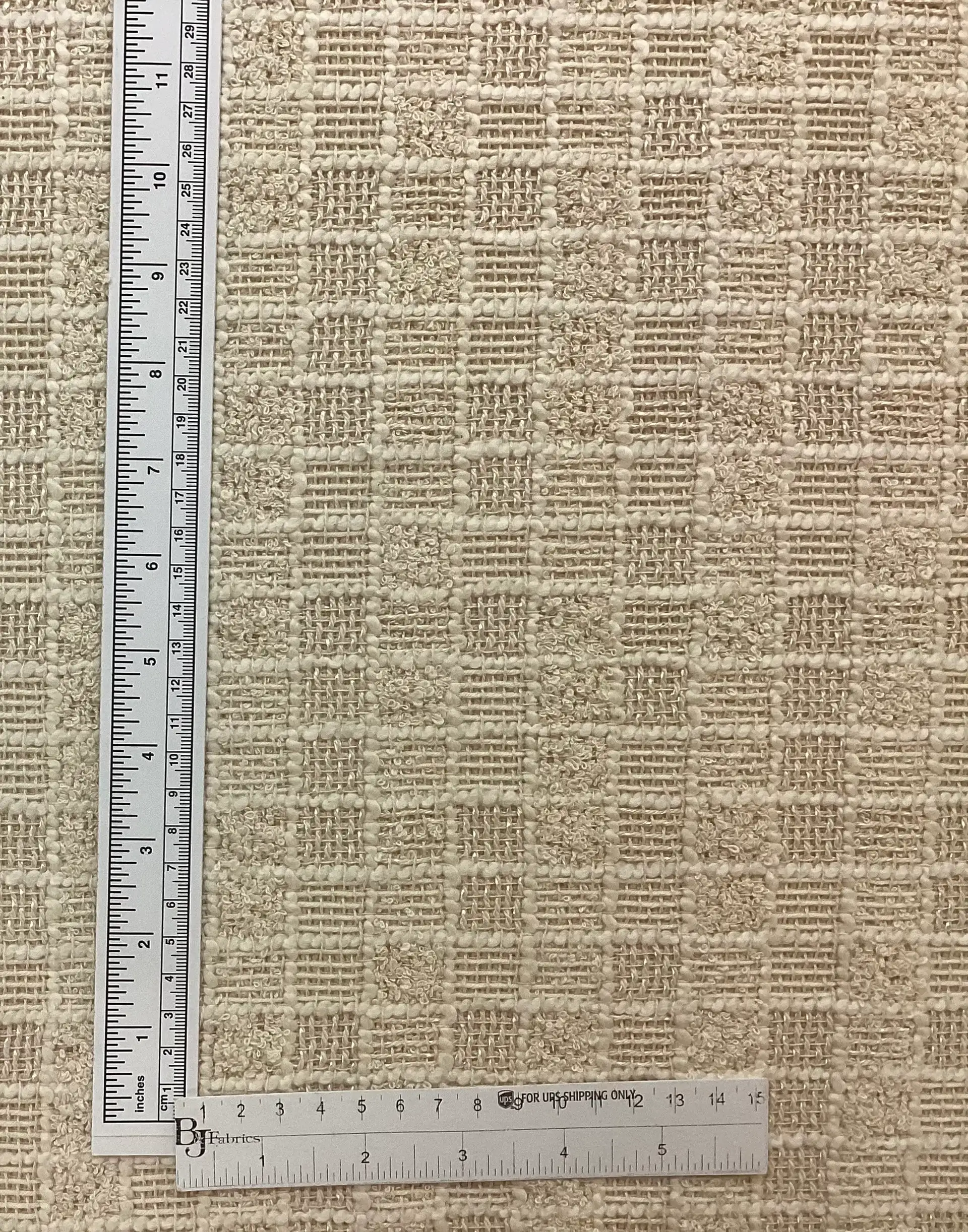 Cotton & Nylon Checkerboard Tweed In Chickpea