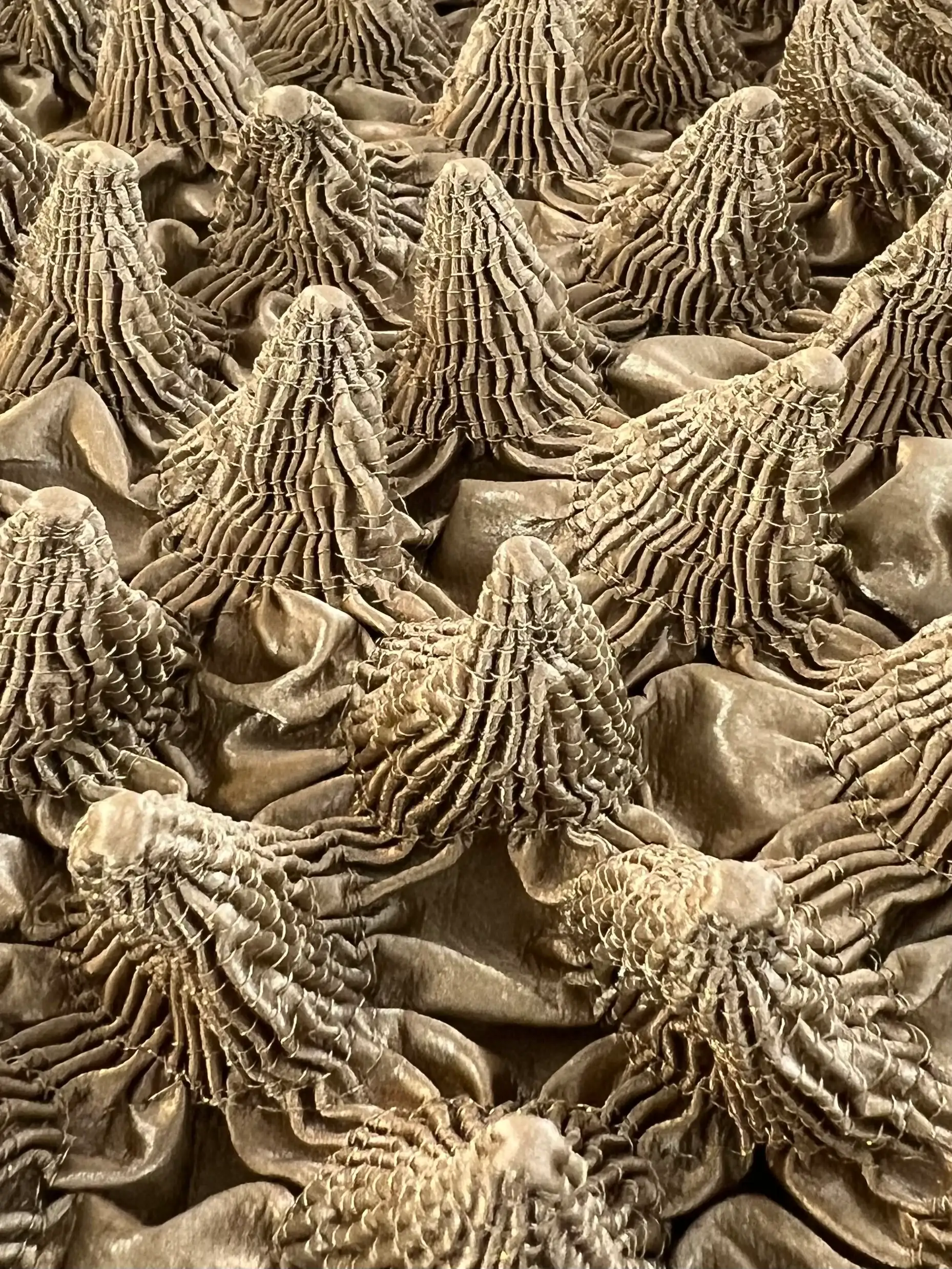 French Novelty Dimensional Cone-Shaped Coated Rayon in Gold