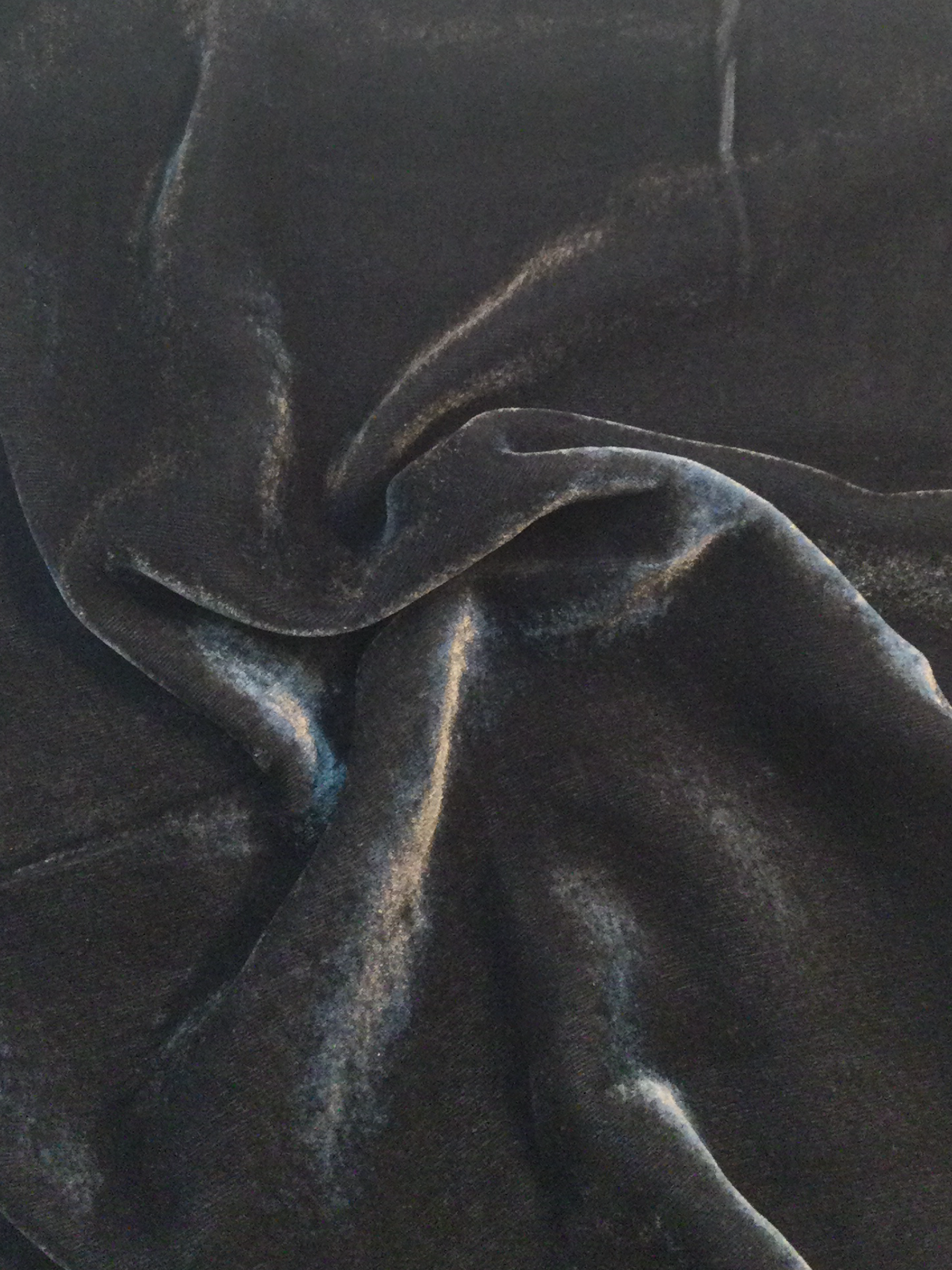 Silk Rayon Velvet in Dark Steel 